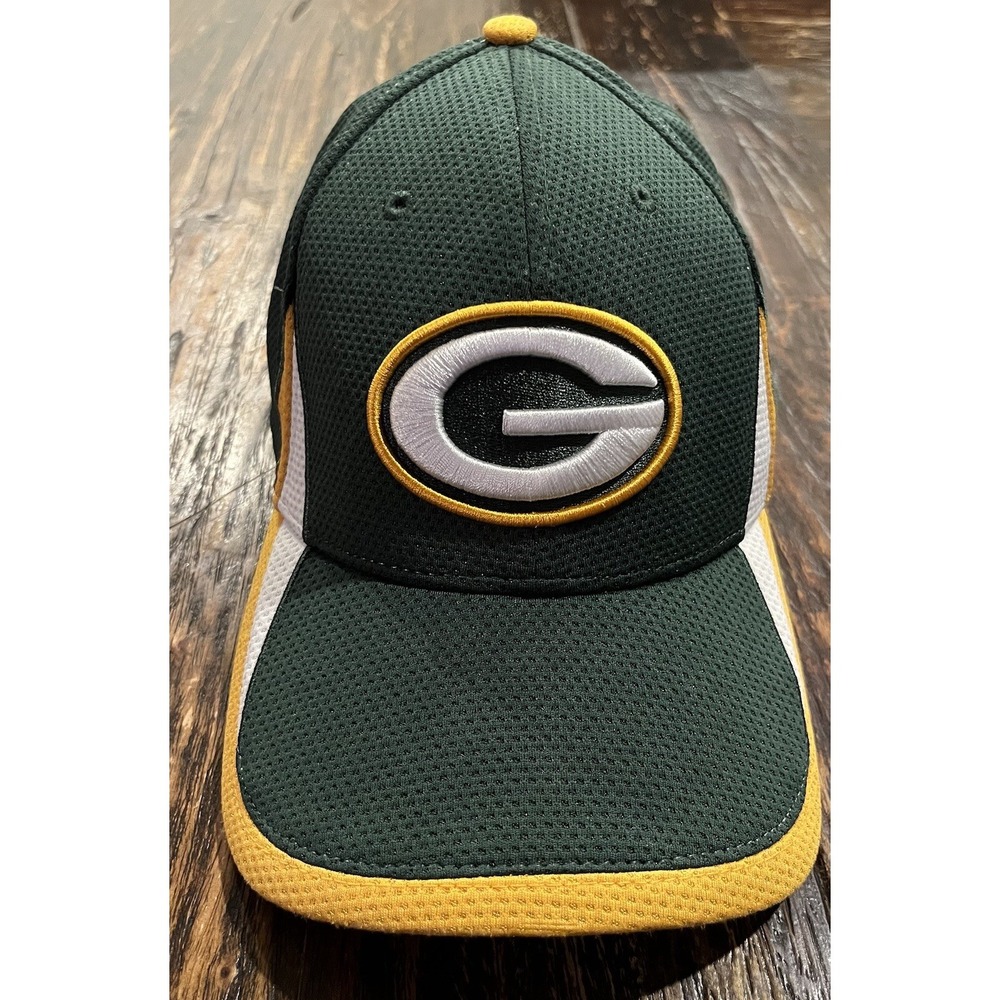 Green Bay Packers Hat Cap NFL S/M Green Yellow Stretch Flex Fit New Era 39THIRTY